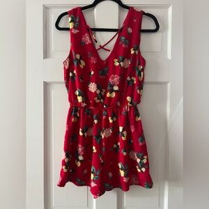 Red floral romper, size small